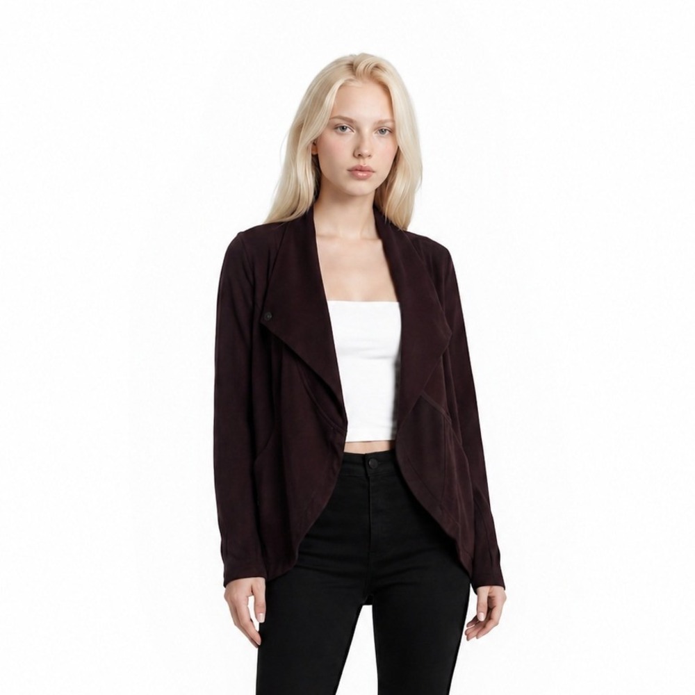 Lululemon Athletica Wrap Jacket Top Women's Size 4 Burgundy Asymmetrical Snap